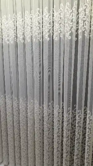 Sarmaşık Şal Desen İşlemeli Tasarım Model Etek Geniş Desen Ara Desenli Tül Perde