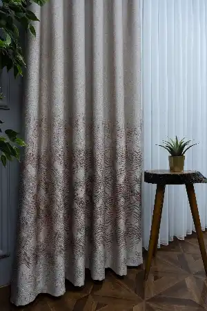 Modern Pano Fon Perde Renk Geçişli Çift Renk - 505- Bej-kahve Koyu-gri Açık-kiremit Rengi
