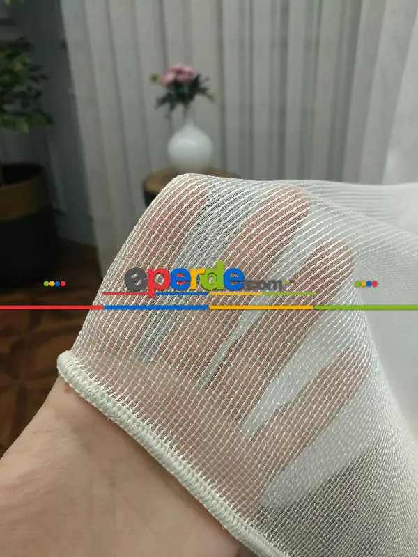 Salon Tül - Çelik Çizgili Yüksek Gramajlı Tül Perde