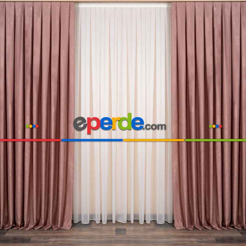 Soft Fon Perde Gül Kurusu Kumaş Kanat Yan Perde- Gül Kurusu