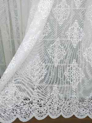 Damask Desenli Dantel Tül Perde- Ekru