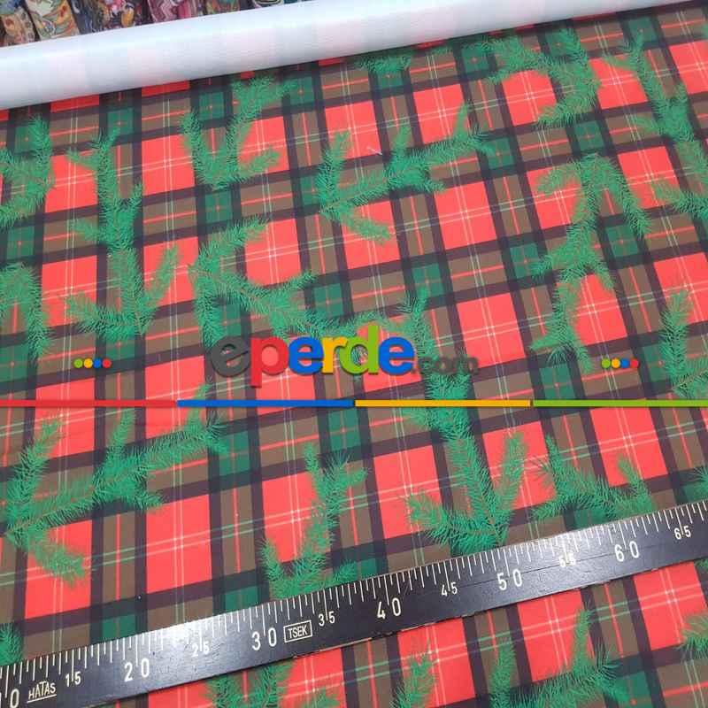 Çam Ekose Desenli Fon Perde Evm880 Kumaşı Kalındır Duck Bezi Değildir-  Çok Renkli 2