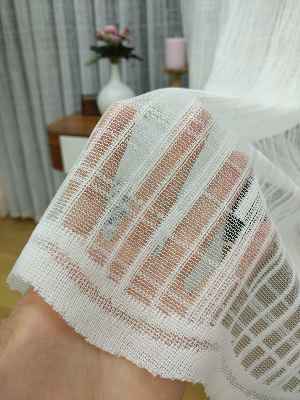 Mutfak Tül Perde Spor Desen - Ütü İstemez- Ekru