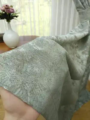 Patinedesenli Mint - Katyonik Jakar Fon Perde- Mint