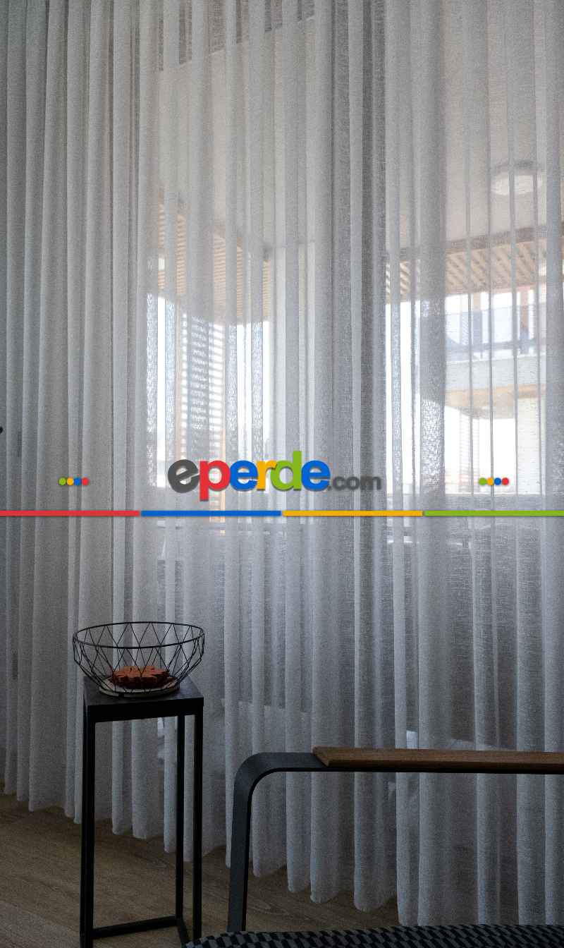 Oturma Odası - Naturel Keten Tül - Ekru - Kurşunlu Tül