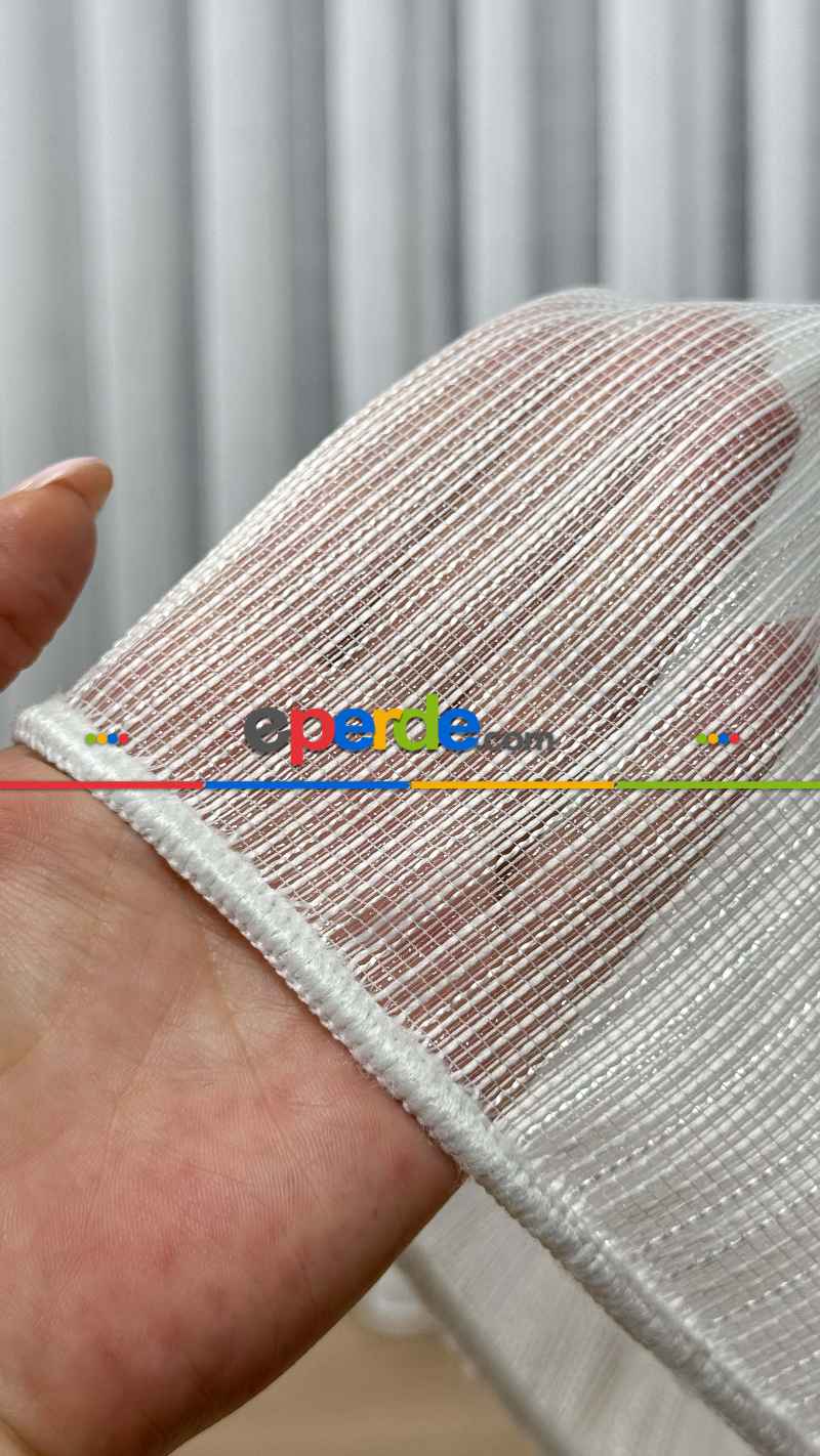 Vakko Simli Zincir Çizgili Tül Perde, Premium Seri Ağır Gramajlı