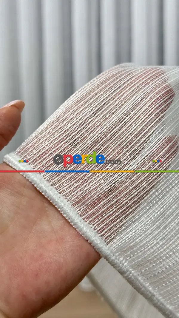 Vakko Simli Zincir Çizgili Tül Perde, Premium Seri Ağır Gramajlı