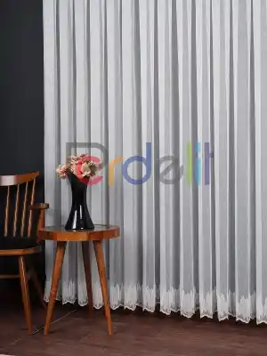 Etek Ucu Nakış İşlemeli Tül Perde