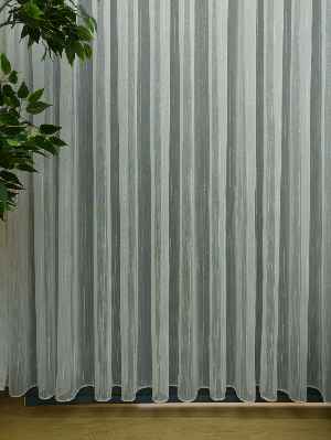 Çizgili Keten Tül Perde- Ekru - Kurşunlu Tül