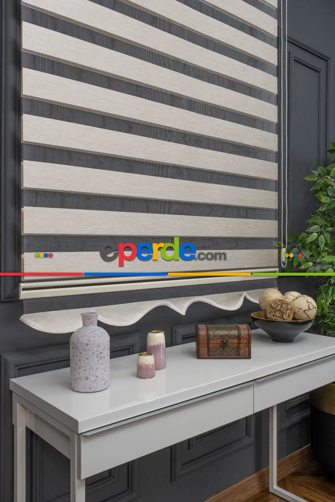 60x200 Hazır Krem Bambu Zebra Perde