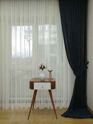 Antrasit Desenli Tül Fon Perde- Antrasit