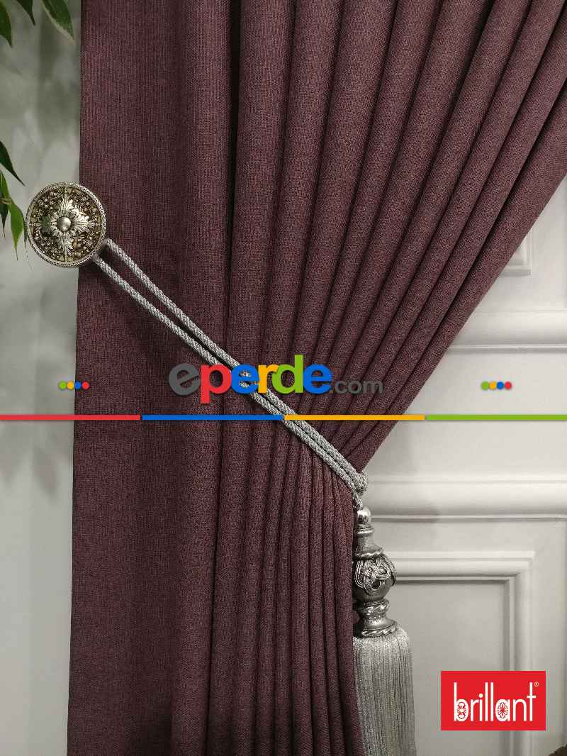 Brillant Keten Gül Kurusu Renk Düz Fon Perde - Gül Kurusu