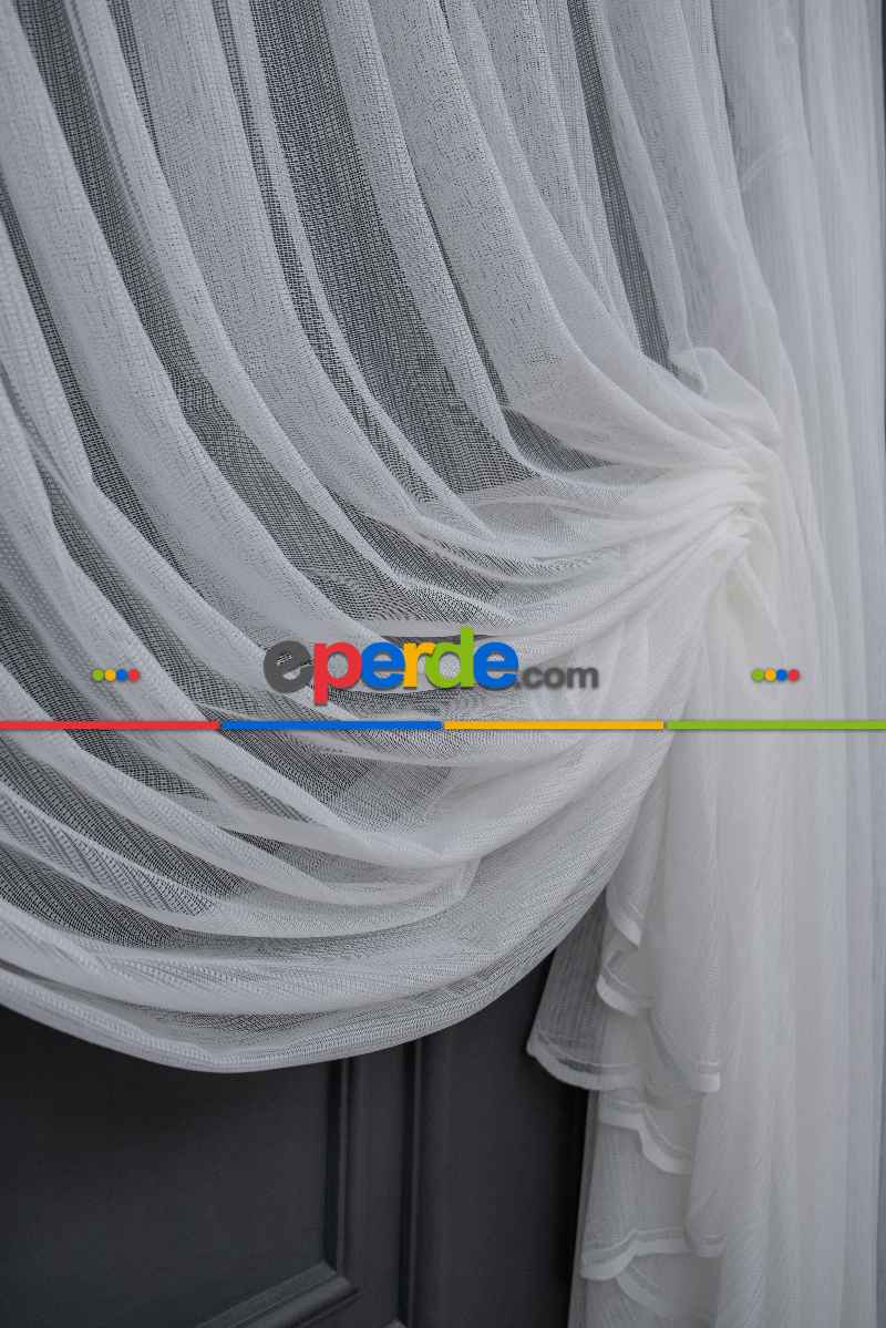 Tül Perde - Hafif File Tül - Örme Dokuma - Kruvaze Ve Düz Model Seçeneği