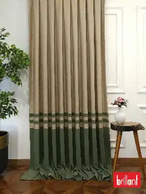 Brillant Süet Pano Fon Perde 180cm Yeni Sezon- Yeşil-bej