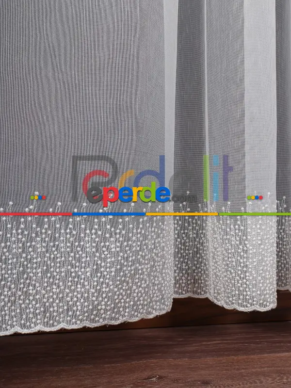 Etek Ucu Nakış İşlemeli Tül Perde