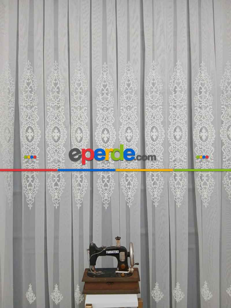 Yatak Odası - Brillant Beyaz Sim Varakli Şehrazat model Tül Perde