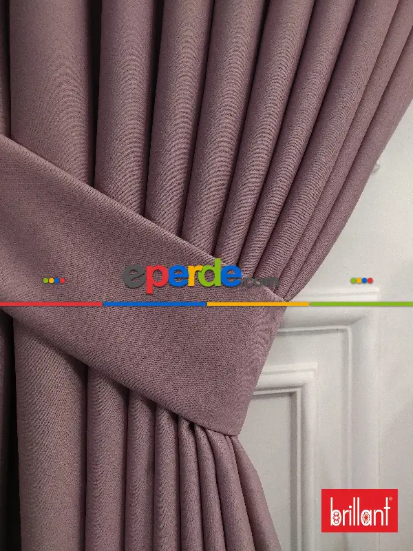 Yatak Odası - Karartma Blackout Açık Mürdüm Gül Kurusu Renk Fon Perde- Mürdüm Açık-gül Kurusu