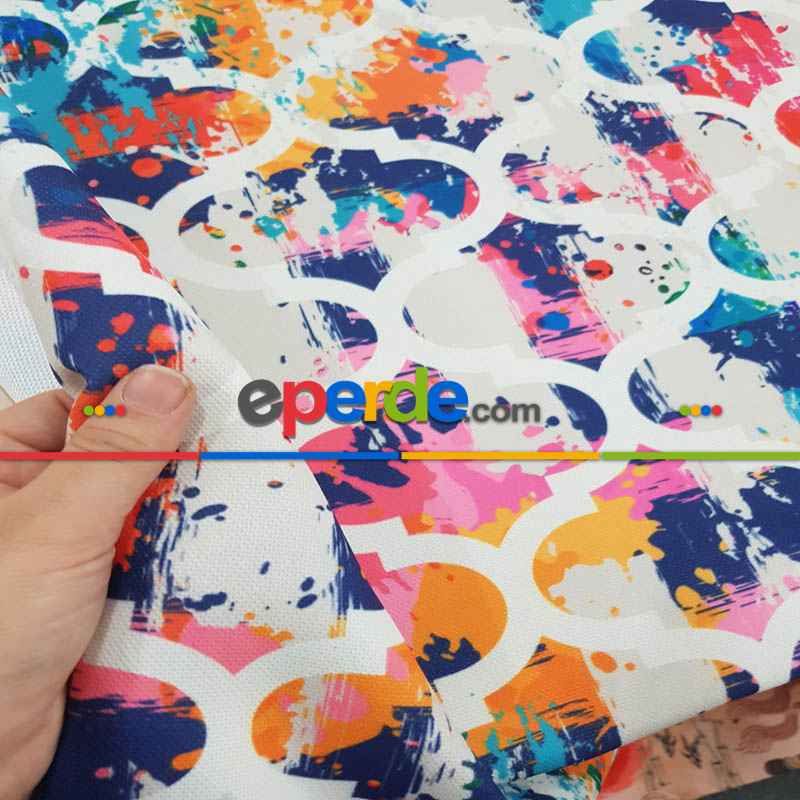 Mutfak Perdesi Kanat Fon Perde Modern Desenli- Lacivert