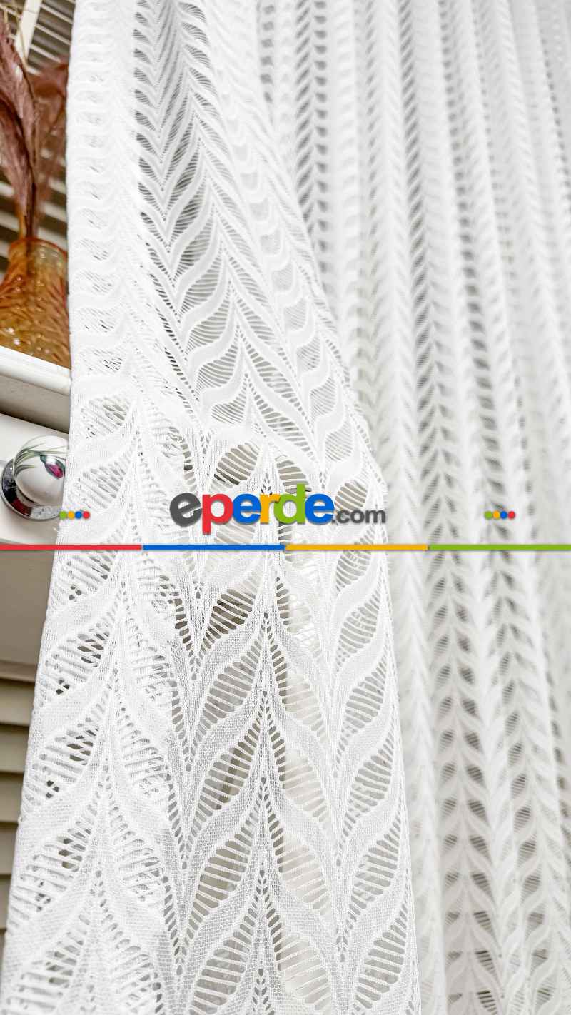 Ekru Nakışlı Tül Perde, Ağır Gramajlı Premium Seri, 7 Renk
