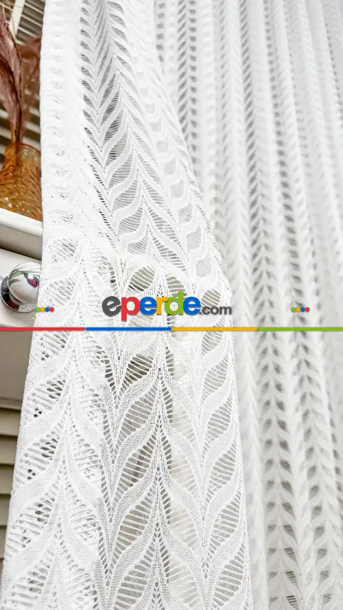 Ekru Nakışlı Tül Perde, Ağır Gramajlı Premium Seri, 7 Renk