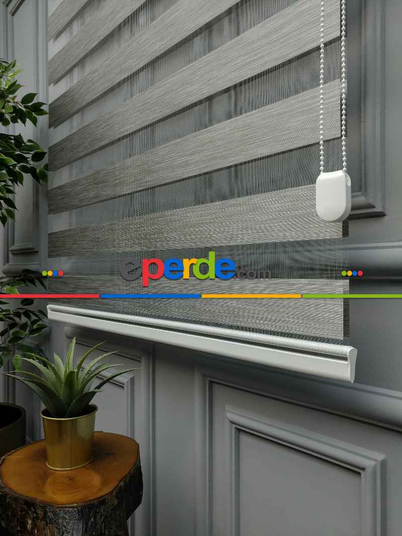 Mutfak - 2021 Sezonu - Zebra Perde - Bambu Zebra Perde- Gri-füme-antrasit