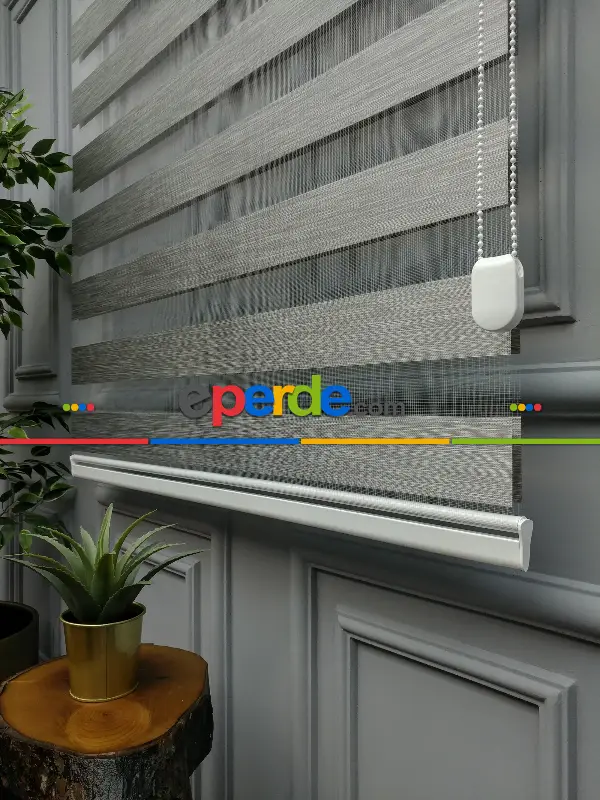 Genç Odası - 2021 Sezonu - Zebra Perde - Bambu Zebra Perde- Gri-füme-antrasit