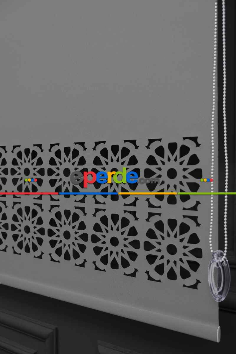 Açık Gri Renk Lazer Kesim Mat Stor Perde (ister Düz - İster Lazer Kesimli Satın Alın)