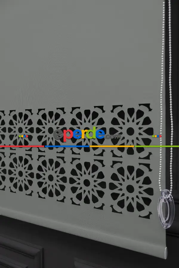 Salon Stor - Açık Gri Renk Lazer Kesim Mat Stor Perde (ister Düz - İster Lazer Kesimli Satın Alın)