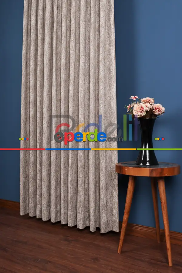 Balık Sırtı Desenli Jakar Dokuma Krem Fon Perde