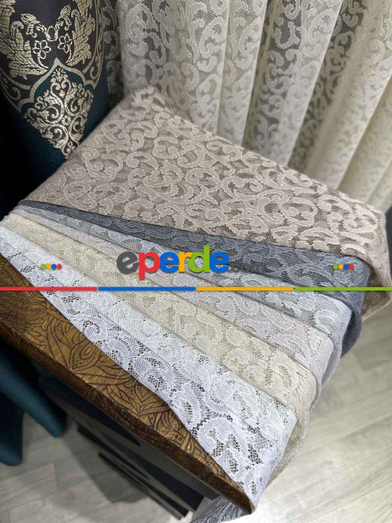 Mutfak Kaşmir Örme, Tül Perde Tek Kanat - Bej