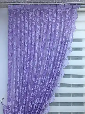 Açık Lila Rengi Desenli Tül Fon Perde Tek Sol Kanat Fon(çift Kanat Değildir.)- Lila Açık Lila