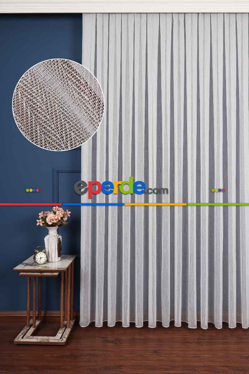 Salon Tül Modelleri - Garvolin Gri Düz Tül Perde