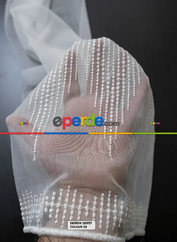 Salon Tül - Etek Ve Ara Desenli Modern Tül Perde