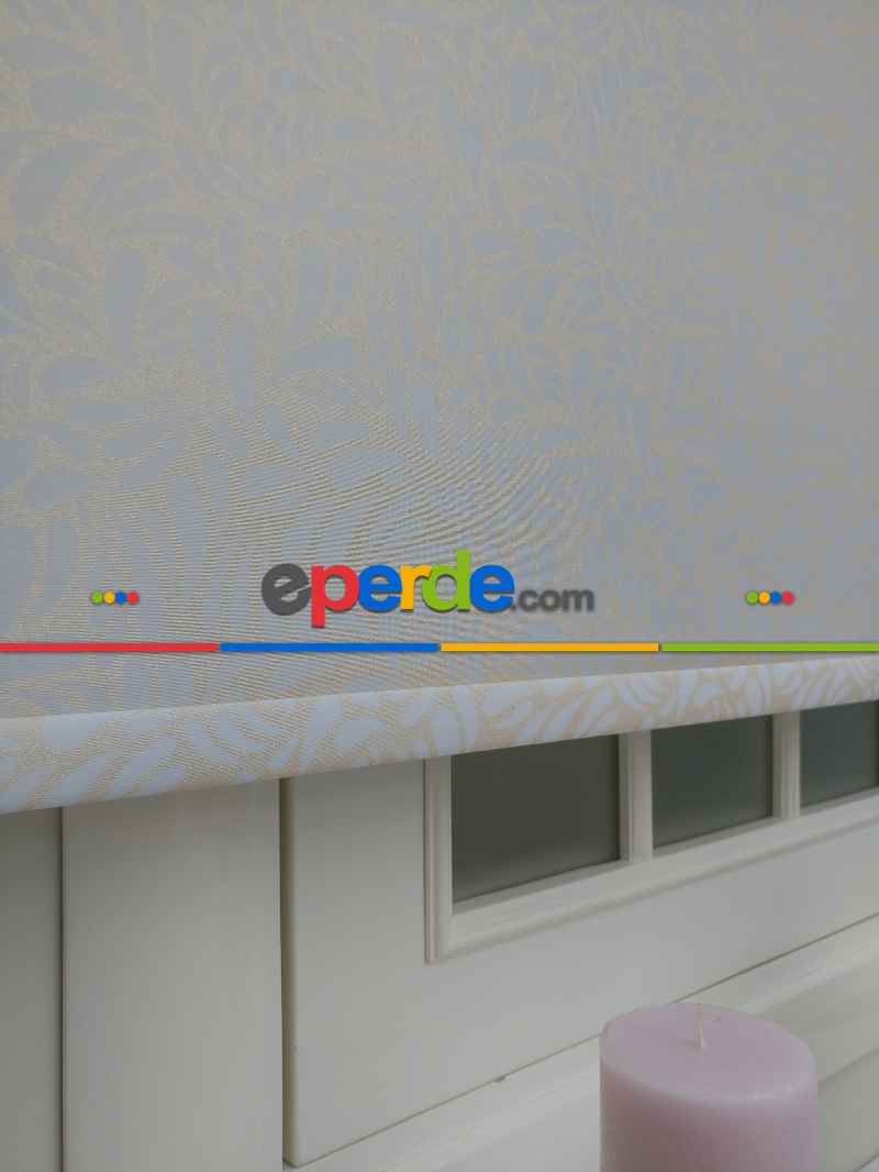 Mutfak Stor - Altın Simli Desenli Stor- Beyaz-altın Simli- Çok Renkli 2