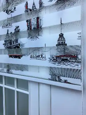 İstanbul Desenli Zebra Perde Siyah-kırmızı- Siyah-kırmızı-beyaz