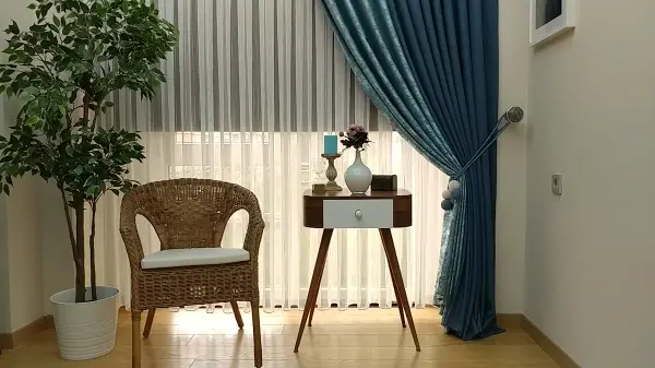 Mavi Lacivert Renk Kombinli Desenli Fon Perde- Lacivert-mavi