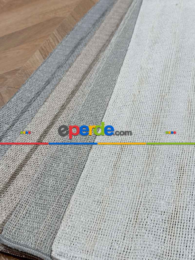 Çizgili Keten Doğal Dokulu Düz Tül Perde, Ağır Gramajlı Özel Dokuma Premium Seri