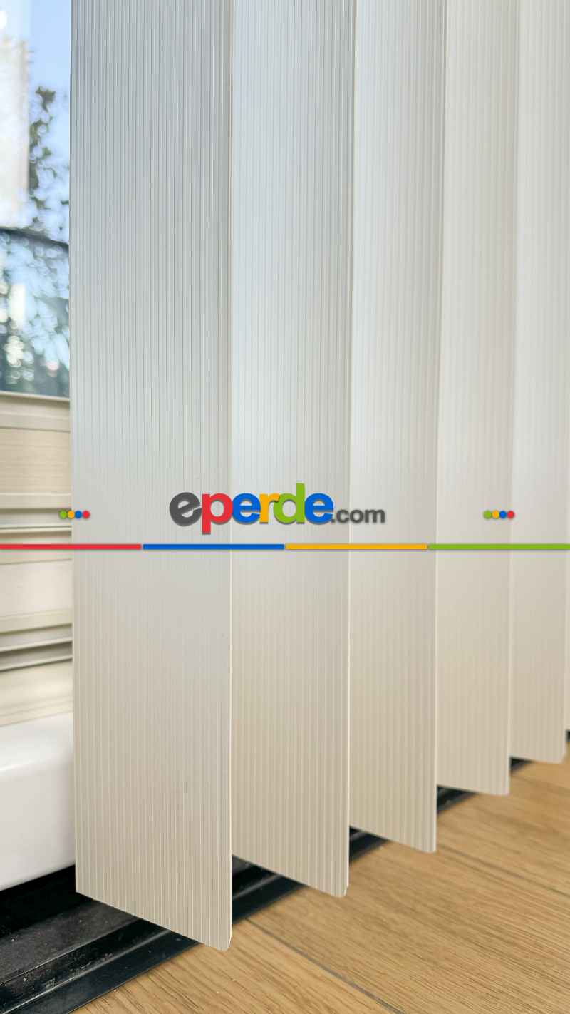 Krem Çizgili Pvc Dikey Perde, Dikey Stor Perde