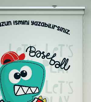 Sevimli Dinazor Desenli Özel Baskılı Stor Perde- Çok Renkli