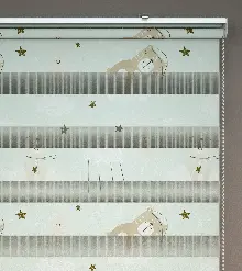 Bulut Desenli Baskılı Zebra Perde- Çok Renkli