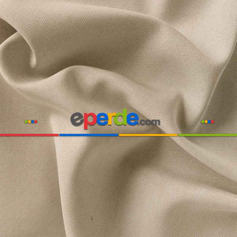 Kadife Dokulu Fon Perde Pilesiz Tek Kanat Bej