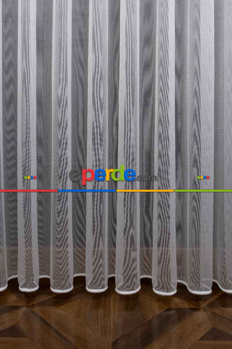 Salon Tül - Ekru Monaliza Dökümlü Tül - İtinalı Dikiş - Amerikan Pile - Kurşunlu Tül