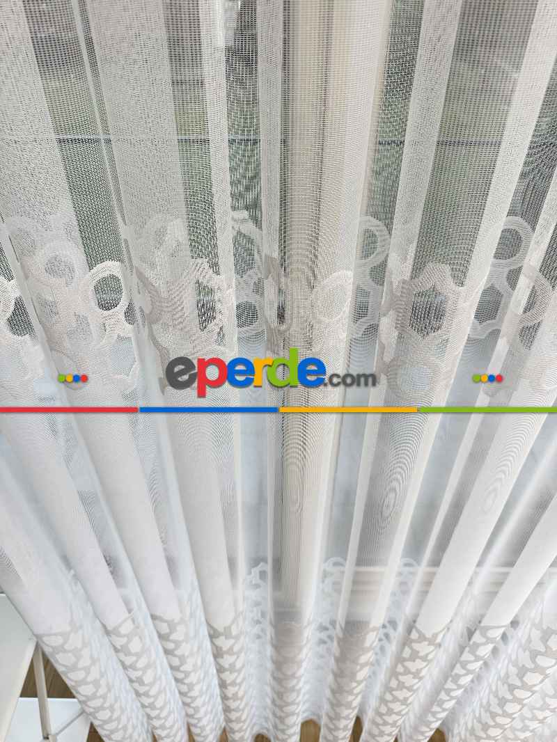 Desenli Fransız Dantel Örme Tül Perde, Desenli Ütü İstemeyen Tül