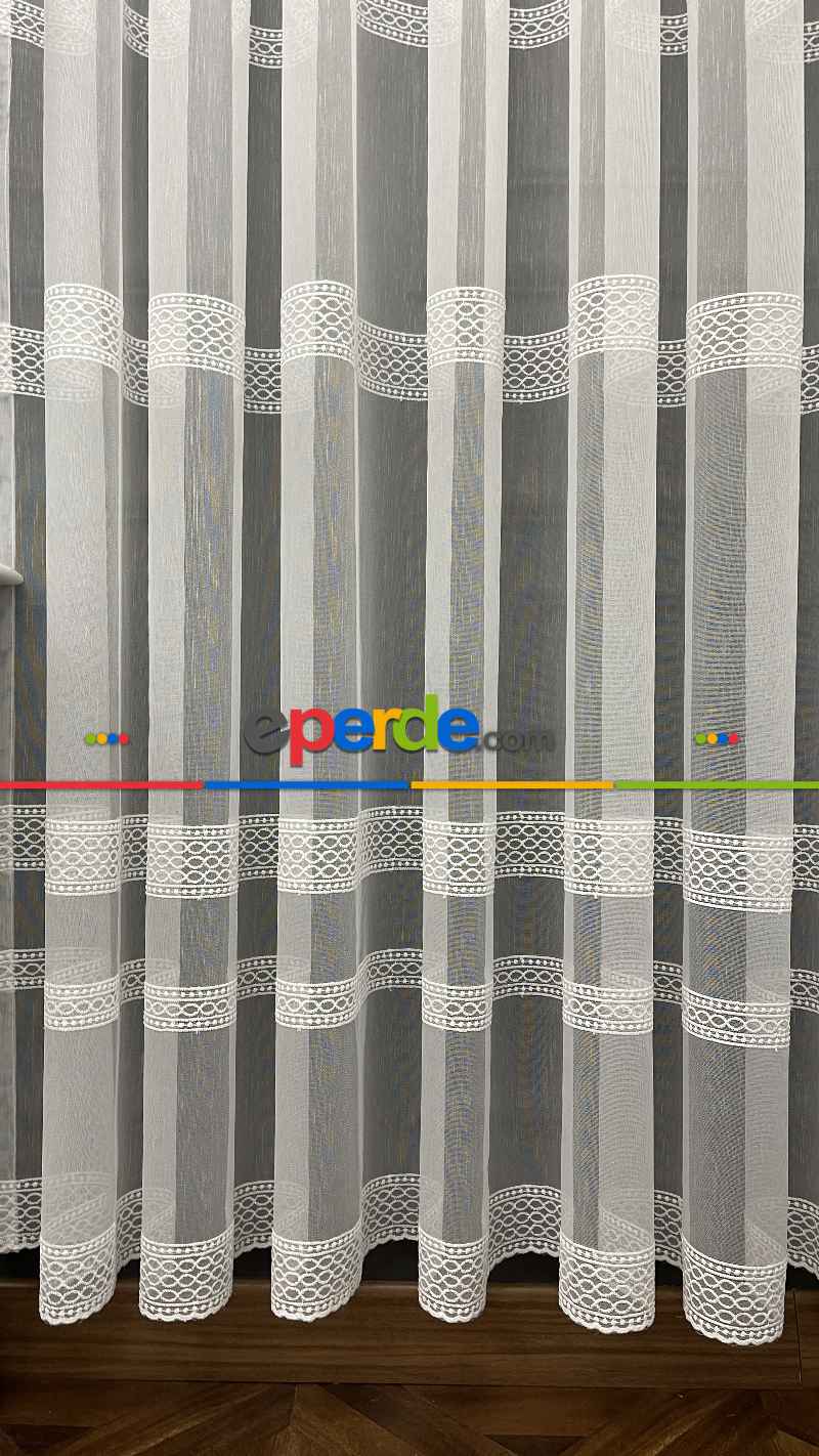 Salon - Premium Seri Trend Perde Modelleri 2023-kabartma Atlas İplikle Nakışlı İşleme Tül Perde 04