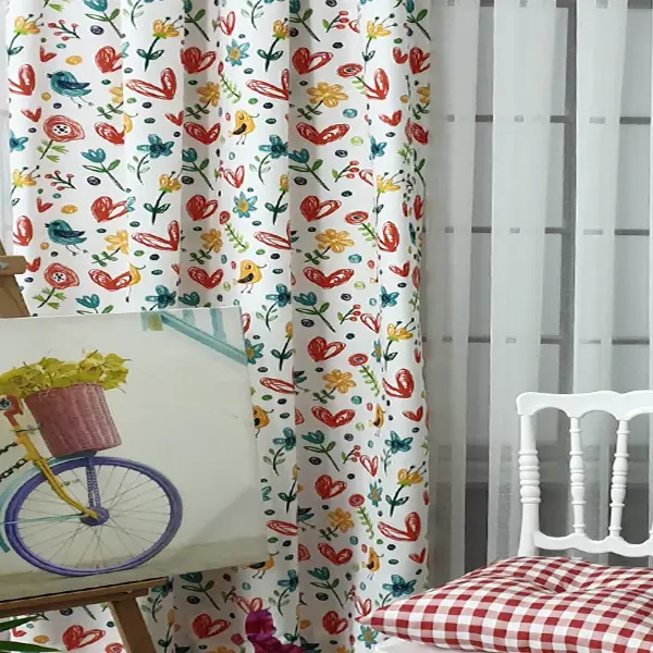 Çocuk Odası Fon Perde Evm437 _c - Kumaşı Kalındır Duck Bezi Değildir.- Yeşil-Mavi-Sarı-Beyaz-Pembe-Çok Renkli