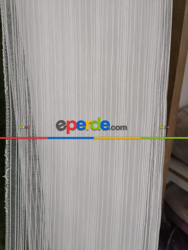 Boyuna Çizgili Simli 7000 Serisi Krem Tül