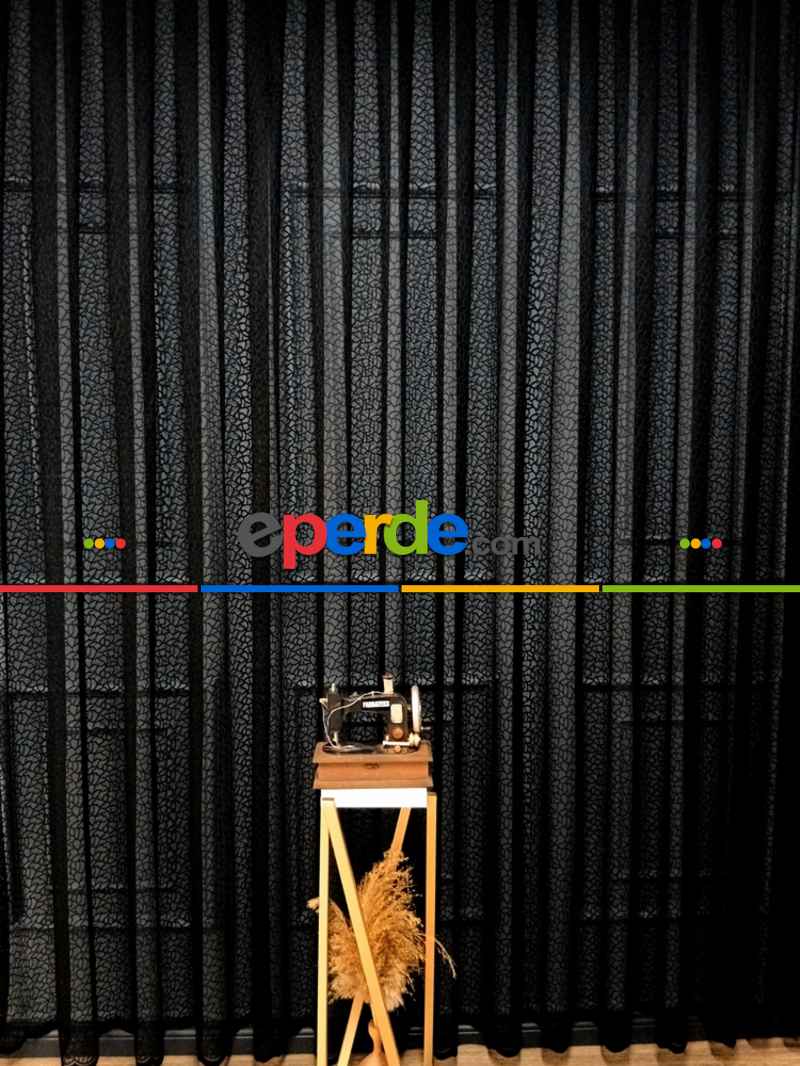 Siyah Leopar Desen Desen Moder Tül Perde