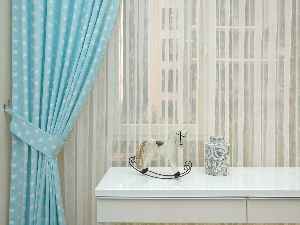 Yıldız Desenli Fon Perde ( Leke Tutmaz )- Mavi Açık