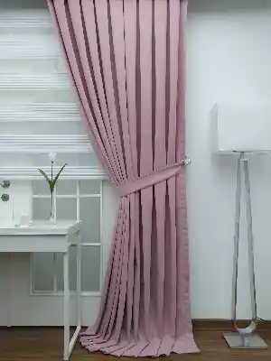 %25 İndirimli!!! Fon Perde - Pudra Pembe Düz Fon Perde(fon Demiri Hediyeli)- Pudra