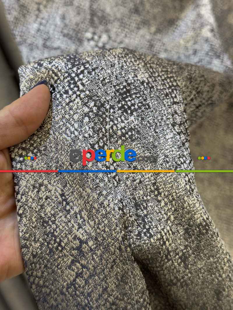Salon - Gri Jakar Dokuma Desenli Fon Perde, Hafif Parlak Premium Kalite Seri